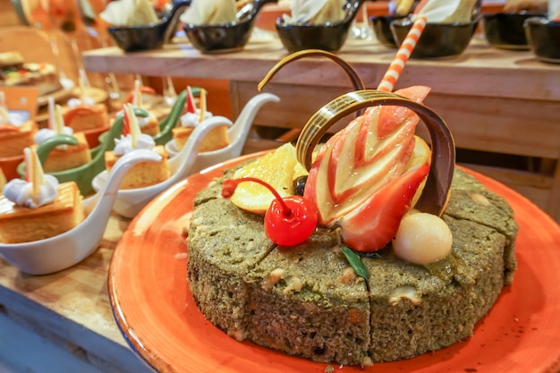 Foto bolo de brownie de chá verde