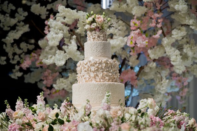 Bolo de casamento bonito, decoração do casamento bolo branco