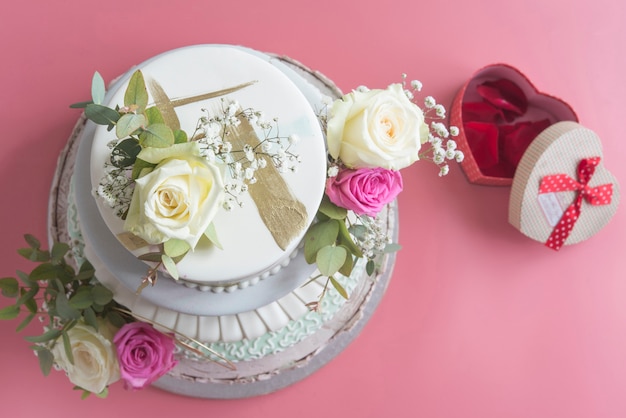 Bolo de casamento com fondant