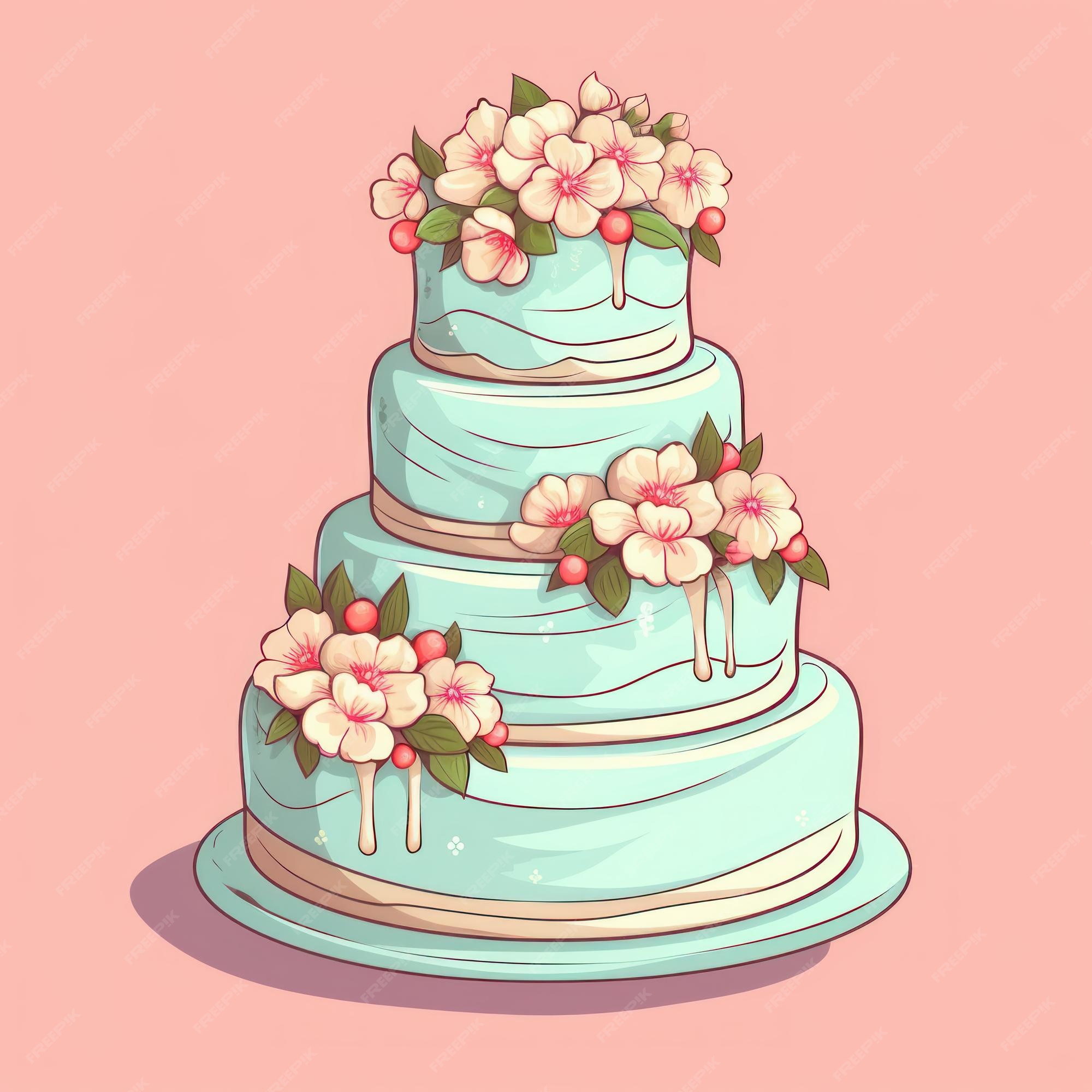 Cor Vetorial Por Atividade Numérica Com Bolo De Casamento Fofo. Sobremesa  De Cerimônia De Casamento Decorada Com Flores E Noiva E Ilustração do Vetor  - Ilustração de bolo, flores: 271015894