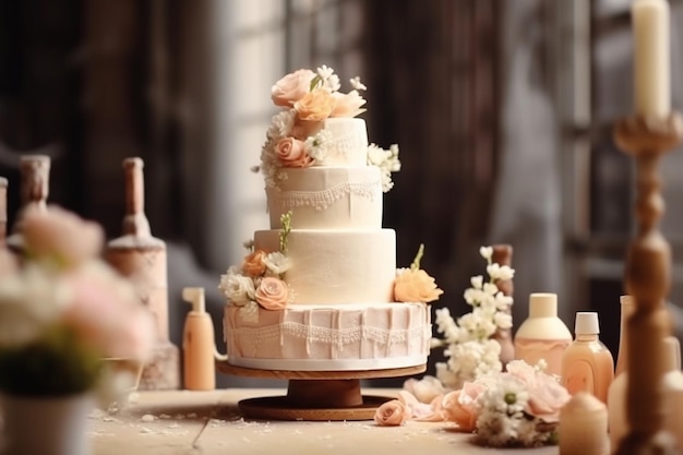 bolo de casamento criativo com espaço de cópia