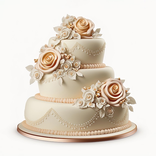 Foto bolo de casamento festivo de três camadas conceito criativo de sobremesa ai
