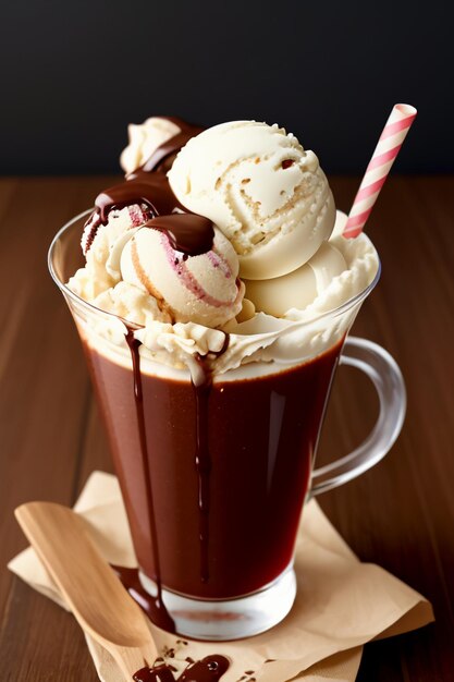 Foto bolo de casquinha de sorvete de chocolate lanche de chá da tarde delicioso bebida deliciosa fundo de papel de parede