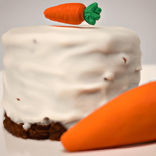 Bolo de cenoura caseiro saudável com frutas e creme Generative AI