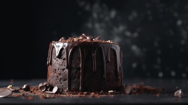 Bolo de chocolate caseiro com espaço para texto