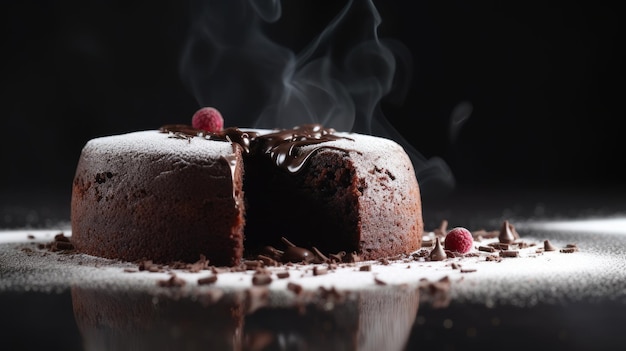 Bolo de chocolate caseiro com espaço para texto