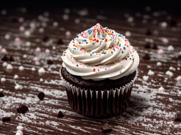 Foto bolo de chocolate com cobertura de doces de creme