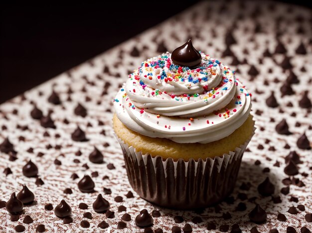 Foto bolo de chocolate com cobertura de doces de creme