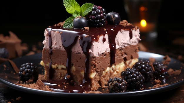 bolo de chocolate com frutas vermelhas