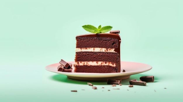 bolo de chocolate de hortelã-pimenta Imagens de fundo Cores neutras fundo brilhante Generativo Ai