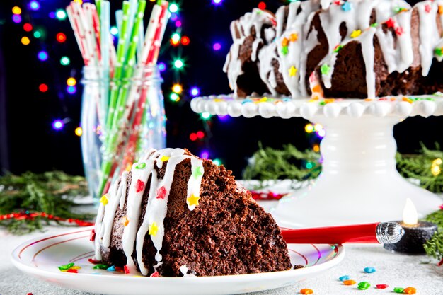 Foto bolo de chocolate de natal.