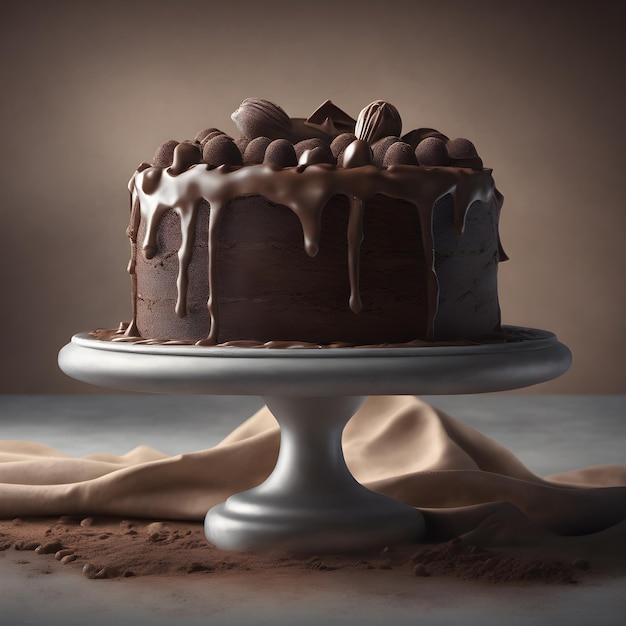 Bolo de chocolate desenhado à mão delicioso