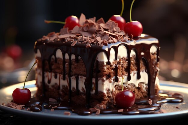 bolo de chocolate em fundo escuro