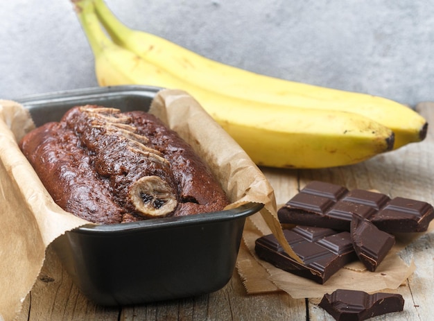 Bolo de chocolate pão com banana