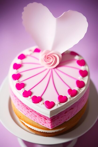 Foto bolo de coração rosa para o dia dos namorados ou aniversário