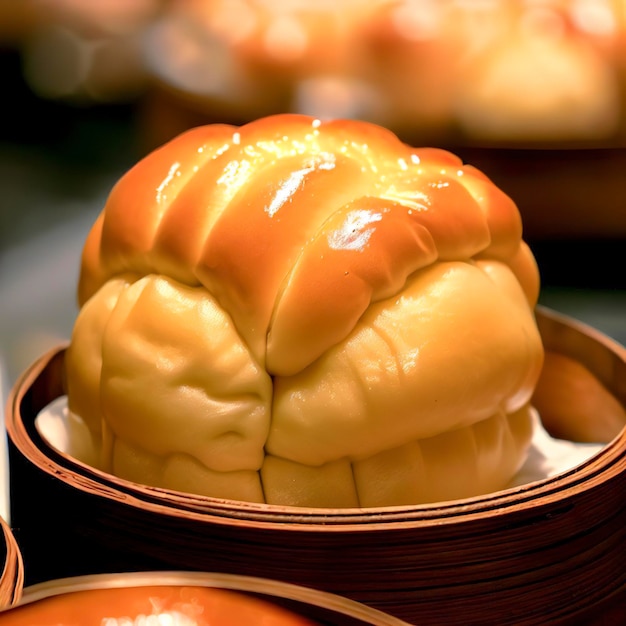 Bolo de creme em um restaurante dim sum Hong Kong