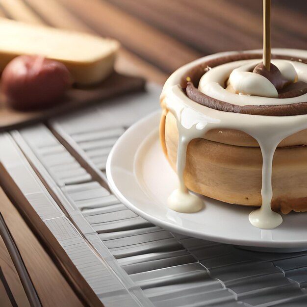 Foto bolo de creme junto com chocolate em cima da mesa e prato e natal