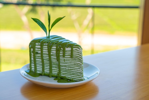 Bolo de crepe de chá verde matcha