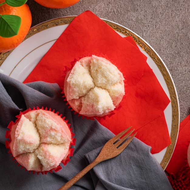 Foto bolo de esponja chinês tradicional bonito fa gao para comida de celebração do festival do ano novo lunar