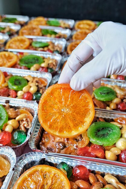 Bolo de frutas para o festival de natal