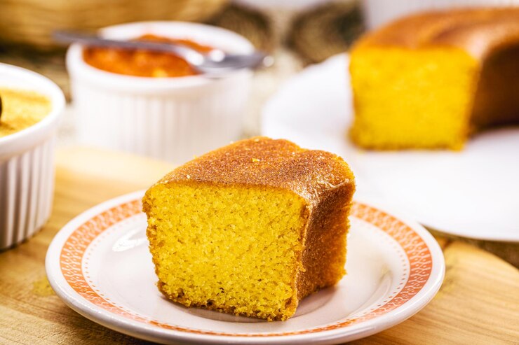 Foto bolo de fubá brasileiro bolo de milho amarelo servido nas festas juninas de minas gerais