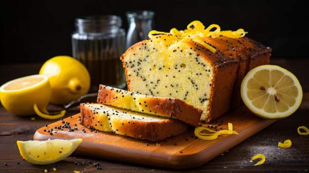 Bolo de limão e sementes de papoula