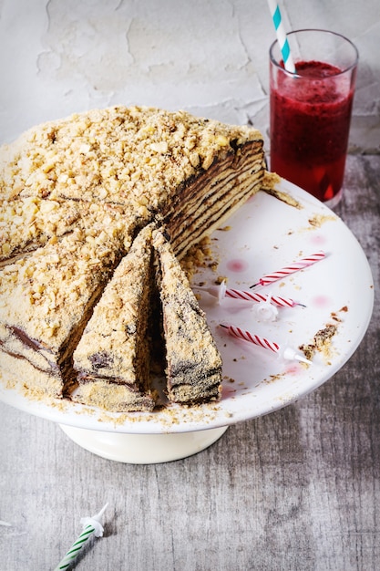 Bolo de mel de aniversário caseiro