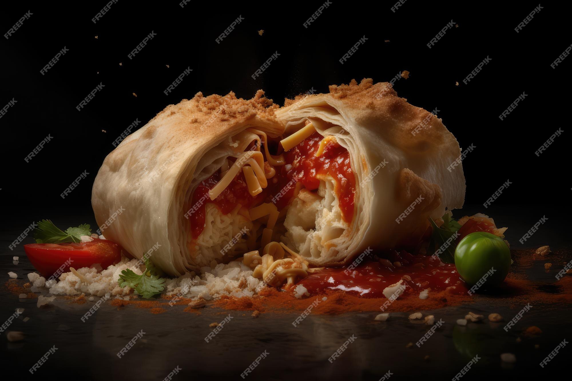 Foto de chimichangas em um prato de comida mexicana