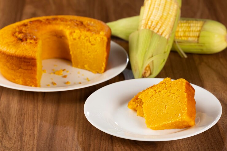 Foto bolo de milho delicioso na mesa