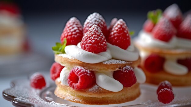 Bolo de morango, sobremesa francesa, comida, prato, receita, imagem, ilustração, arte gerada por IA