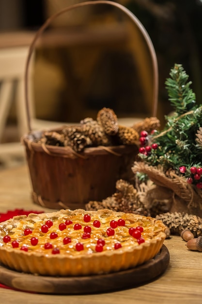 Bolo de Natal caseiro com frutas silvestres