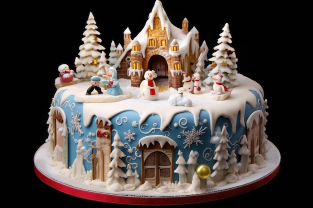 bolo de Natal esmaltado e decorado AI Gerado