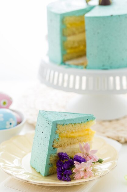 Bolo de ovo de Easter Robins com salpicos de chocolate e trufas de ovo.