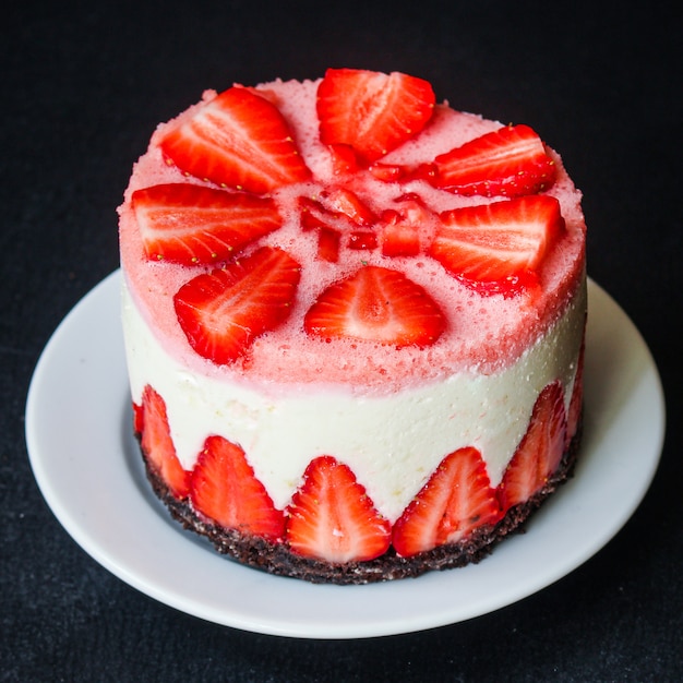 Bolo de queijo strawberrie doce mascarpone bolo