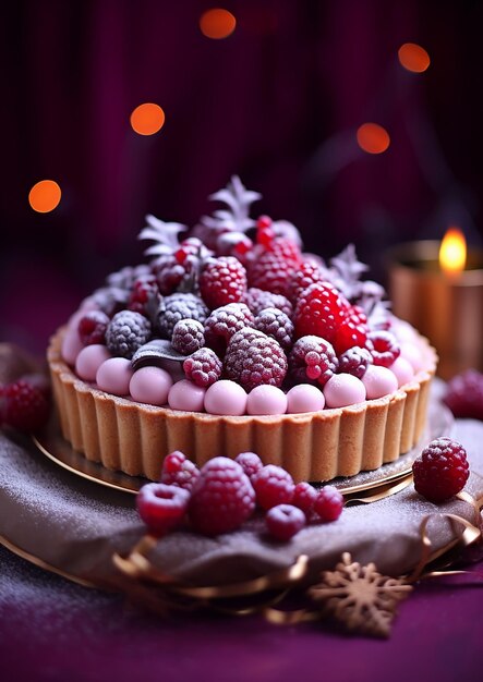 Foto bolo de sobremesa de frutas pretas com açúcar