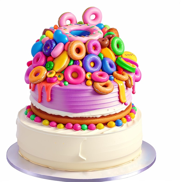 bolo de tarte com coberturas coloridas estilo de arte de renderização 3D 3