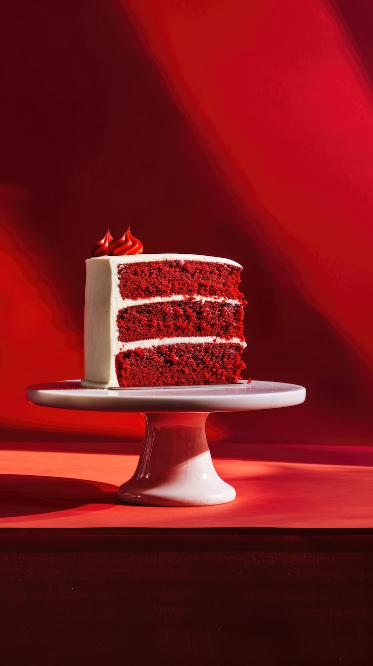 Foto bolo de veludo vermelho em cores pastel