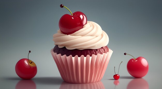 Foto bolo de xícara com cerejas