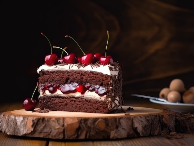 Bolo floresta negra Sobremesa de chocolate amargo e cereja Generative AI