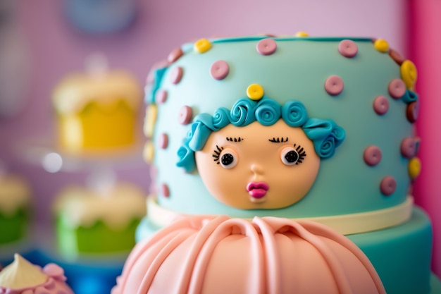 Foto bolo infantil na mesa com decoração de aniversário ao fundo a festa do primeiro ano é para comemorar o primeiro aniversário da criança, mas também para marcar o primeiro aniversário da mãe