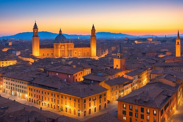 Bologna Altstadt Skyline Stadtbild von Italien in Europa bei Sonnenuntergang