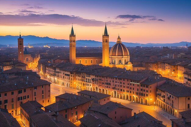 Bologna Altstadt Skyline Stadtbild von Italien in Europa bei Sonnenuntergang