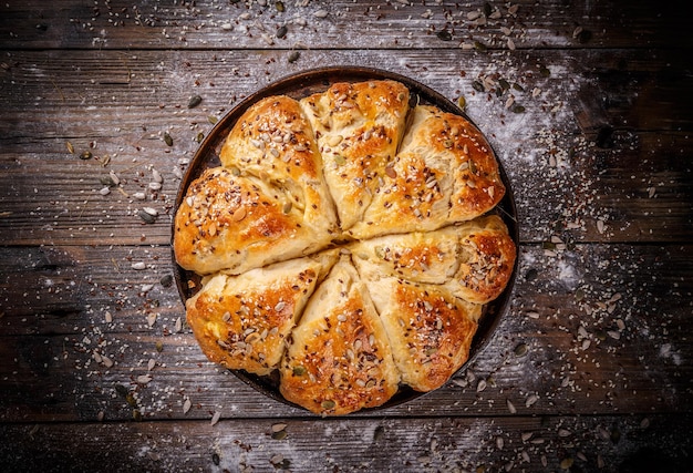 Bolos de pão com várias sementes