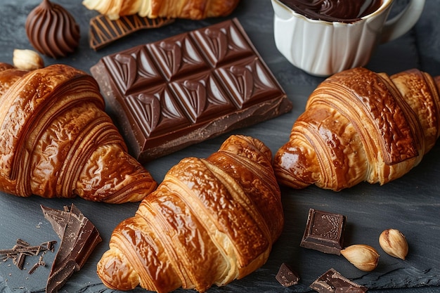 Bolos tradicionais franceses como croissants e pain au chocolat