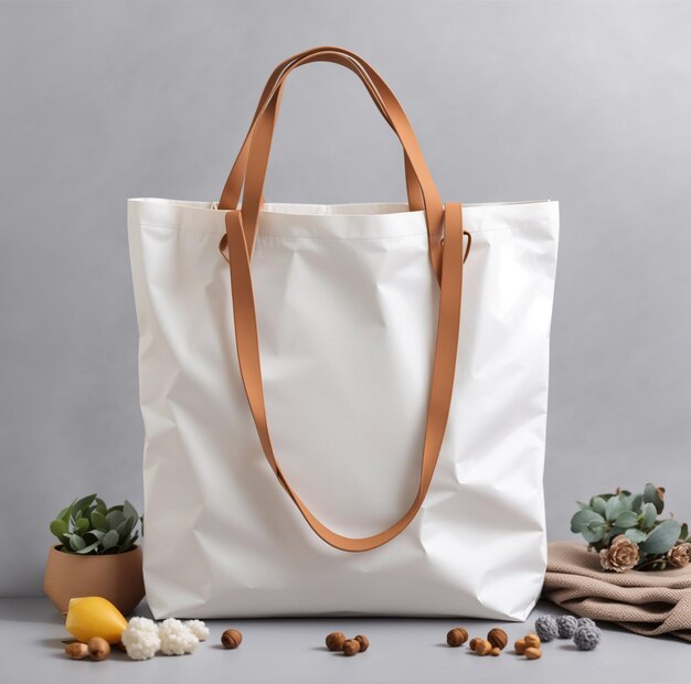 Foto bolsa de algodón blanca y sencilla para el diseño