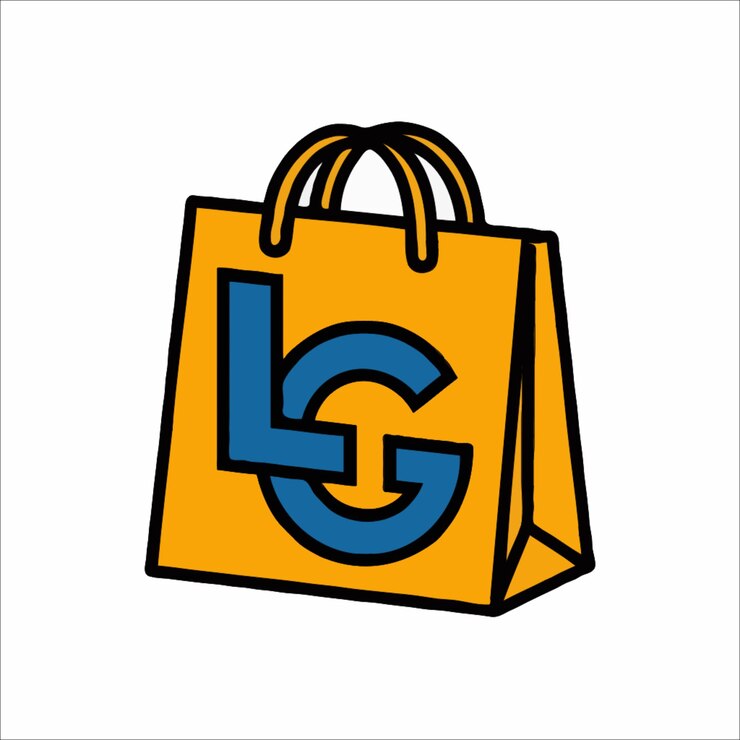 Foto una bolsa amarilla con una l azul en ella