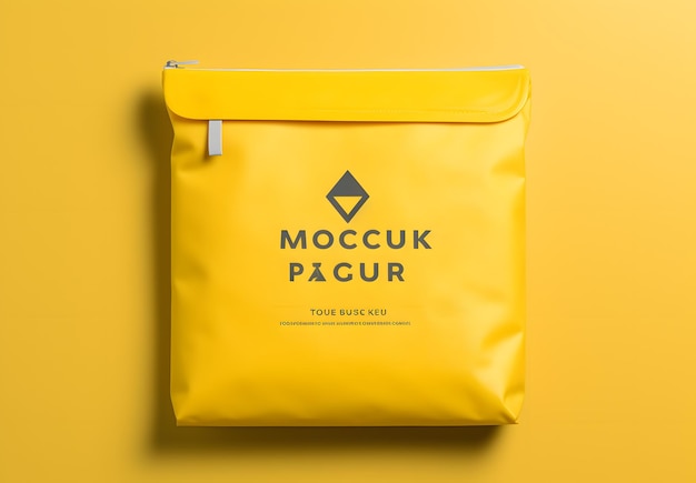 Foto una bolsa amarilla con un logotipo en un fondo amarillo ia generativa