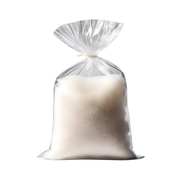 Bolsa de azúcar Poly bolsa limpia de azúcar atada cuidadosamente en la parte superior