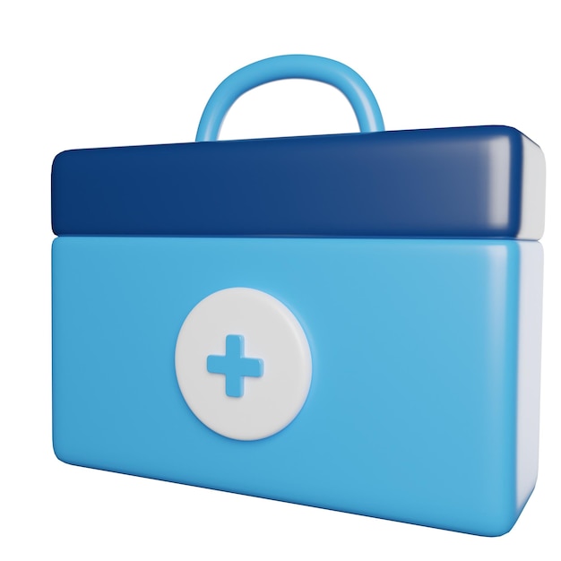 una bolsa azul y blanca con un signo más en ella
