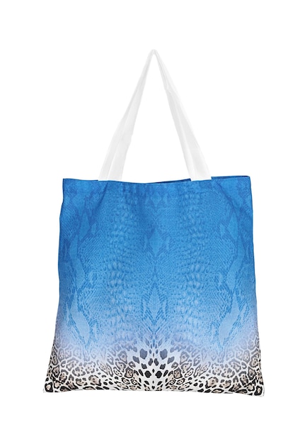 Una bolsa azul con un patrón de mandala.